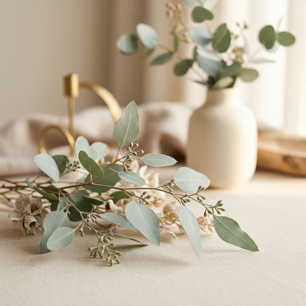 Calm botanical arrangement symbolizing peace and remembrance